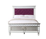 Burgundy velvet padded headboard / silver & mirrored finish full bed by Acme additional picture 3
