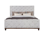 Reclaimed oak finish upholstery fabric buttonless tufting on the headboard queen bed by Acme additional picture 2