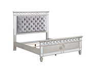 Gray velvet padded headboard / silver & mirrored finish full bed by Acme additional picture 7
