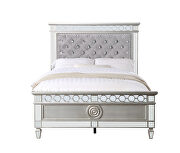 Gray velvet padded headboard / silver & mirrored finish twin bed by Acme additional picture 2