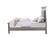 Gray velvet padded headboard / silver & mirrored finish twin bed by Acme additional picture 8