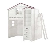 Weathered white & pink finish cottage design twin loft bed by Acme additional picture 2