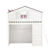 Weathered white & pink finish cottage design twin loft bed by Acme additional picture 3
