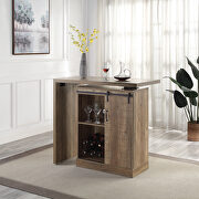 Rustic oak finish swivel top bar table w/ storage by Acme additional picture 2