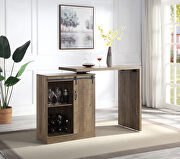 Rustic oak finish swivel top bar table w/ storage by Acme additional picture 3