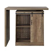 Rustic oak finish swivel top bar table w/ storage by Acme additional picture 6