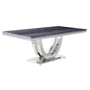 Cultured marble top and metal geometric pedestal base dining table by Acme additional picture 4