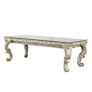 Champagne silver finish vigorous curves of scrolling vines dining table by Acme additional picture 5