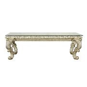 Champagne silver finish vigorous curves of scrolling vines dining table by Acme additional picture 6