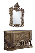 Brown & gold finish ornate scrollwork and endless details server by Acme additional picture 2