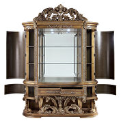 Brown & gold finish ornate scrollwork and endless details curio by Acme additional picture 2