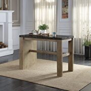 Durable marble top and oak finish base counter height table by Acme additional picture 4