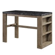 Durable marble top and oak finish base counter height table by Acme additional picture 6