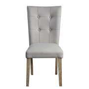 Gray pu upholstery back/ seat & oak finish base dining chair by Acme additional picture 2