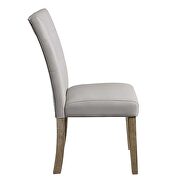 Gray pu upholstery back/ seat & oak finish base dining chair by Acme additional picture 3