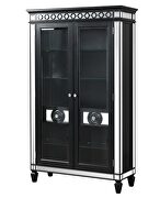 Black & sliver finish glass doors curio cabinet w/ storage by Acme additional picture 2
