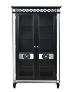 Black & sliver finish glass doors curio cabinet w/ storage by Acme additional picture 3