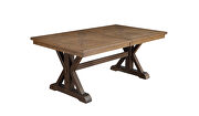 Rustic brown & oak finish x-shape pedestals rectangular dining table by Acme additional picture 2