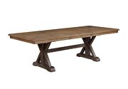 Rustic brown & oak finish x-shape pedestals rectangular dining table by Acme additional picture 6