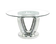 Tempered glass top mirrored base round dining table by Acme additional picture 10