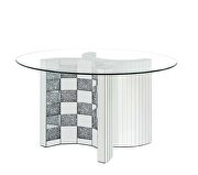 Faux diamonds and paneled mirrors contemporary style dining table by Acme additional picture 3