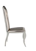 Beige pearlized faux crocodile fabric and shiny chrome base dining chair by Acme additional picture 3