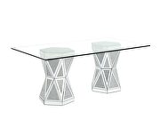 Tempered glass and mirrored panels rectangular dining table by Acme additional picture 3