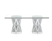 Tempered glass and mirrored panels rectangular dining table by Acme additional picture 4