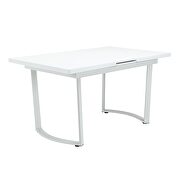High gloss white finish rectangular dining table w/ metal legs by Acme additional picture 3