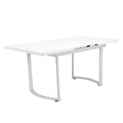 High gloss white finish rectangular dining table w/ metal legs by Acme additional picture 4