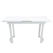 High gloss white finish rectangular dining table w/ metal legs by Acme additional picture 5