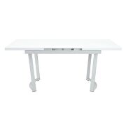 High gloss white finish rectangular dining table w/ metal legs by Acme additional picture 6