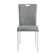 Gray pu upolstery & chrome finish legs dining chair by Acme additional picture 2