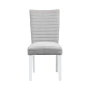 Gray velvet upholstery and white high gloss finish base dining chair by Acme additional picture 2