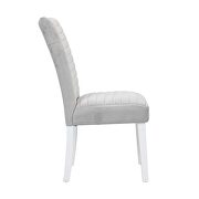 Gray velvet upholstery and white high gloss finish base dining chair by Acme additional picture 3