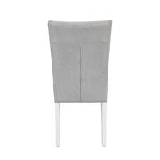 Gray velvet upholstery and white high gloss finish base dining chair by Acme additional picture 4