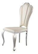 Beige pu upholstery and shiny stainless-steel frame dining chair by Acme additional picture 3