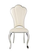 Beige pu upholstery and shiny stainless-steel frame dining chair by Acme additional picture 4