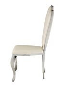 Beige pu upholstery and shiny stainless-steel frame dining chair by Acme additional picture 5