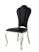 Black pu upholstery and shiny stainless-steel frame dining chair by Acme additional picture 2