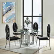 Black pu upholstery/ shiny stainless-steel frame dining chair by Acme additional picture 2