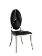 Black pu upholstery/ shiny stainless-steel frame dining chair by Acme additional picture 3