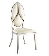 Beige pu upholstery and shiny stainless steel frame dining chair by Acme additional picture 2