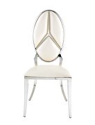 Beige pu upholstery and shiny stainless steel frame dining chair by Acme additional picture 3
