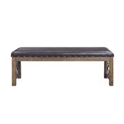 Black pu upholstery & weathered cherry finish bench by Acme additional picture 3