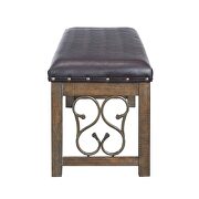 Black pu upholstery & weathered cherry finish bench by Acme additional picture 4