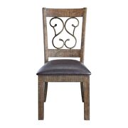 Black pu upholstery & weathered cherry finish dining chair by Acme additional picture 2