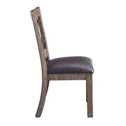 Black pu upholstery & weathered cherry finish dining chair by Acme additional picture 3