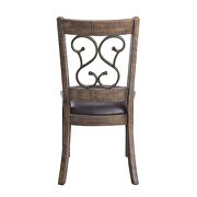 Black pu upholstery & weathered cherry finish dining chair by Acme additional picture 4