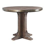 Weathered cherry finish single pedestal counter height table by Acme additional picture 3